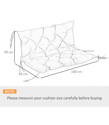 Polyester Black 98L x 100W x 8D cm 2 Seater Garden Bench Cushion Outdoor Seat