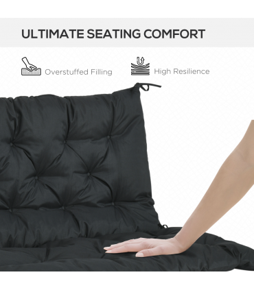 Polyester Black 98L x 100W x 8D cm 2 Seater Garden Bench Cushion Outdoor Seat