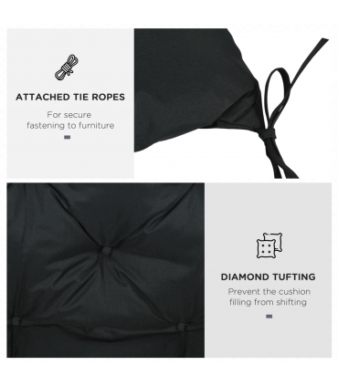 Polyester Black 98L x 100W x 8D cm 2 Seater Garden Bench Cushion Outdoor Seat