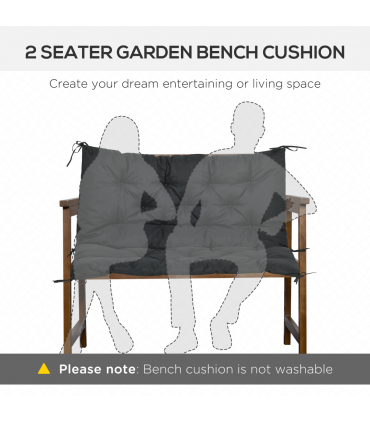 Polyester Black 98L x 100W x 8D cm 2 Seater Garden Bench Cushion Outdoor Seat