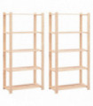 5-Tier Storage Racks 2 pcs 80x38x170 cm Solid Pinewood 250 kg