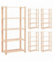 5-Tier Storage Racks 5 pcs 80x38x170 cm Solid Pinewood 250 kg