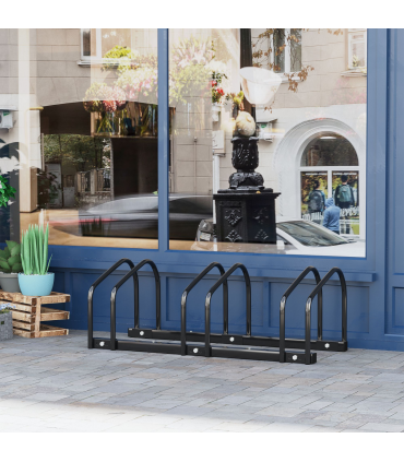 Bike Parking Rack Bicycle Locking Storage Stand for 3 Cycling Black HOMCOM