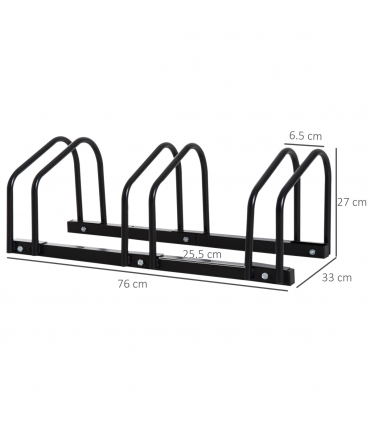 Bike Parking Rack Bicycle Locking Storage Stand for 3 Cycling Black HOMCOM