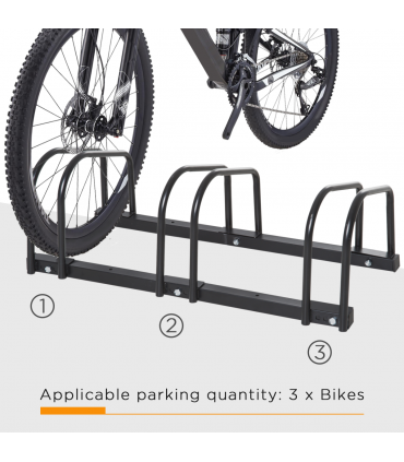 Bike Parking Rack Bicycle Locking Storage Stand for 3 Cycling Black HOMCOM