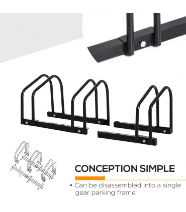 Bike Parking Rack Bicycle Locking Storage Stand for 3 Cycling Black HOMCOM