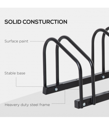 Bike Parking Rack Bicycle Locking Storage Stand for 3 Cycling Black HOMCOM