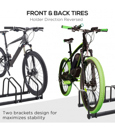 Bike Parking Rack Bicycle Locking Storage Stand for 3 Cycling Black HOMCOM