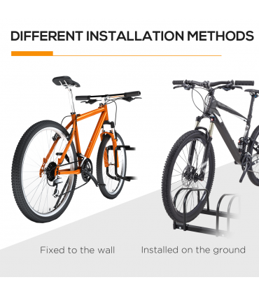 Bike Parking Rack Bicycle Locking Storage Stand for 3 Cycling Black HOMCOM