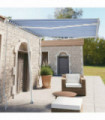 Freestanding Manual Retractable Awning 300x250 cm Blue/White