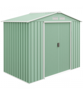 Garden Shed Storage Unit w/ Locking Door Floor Foundation Air Vent Light Green