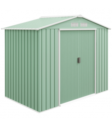 Garden Shed Storage Unit w/ Locking Door Floor Foundation Air Vent Light Green