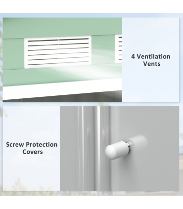 Garden Shed Storage Unit w/ Locking Door Floor Foundation Air Vent Light Green