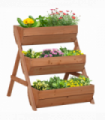 Outsunny 3 Tier Raised Garden Bed Wooden Elevated Planter Box Kit, Brown
