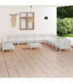 12 Piece Garden Lounge Set Solid Pinewood White