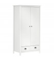 2-Door Wardrobe Hill White 89x50x170 cm Solid Pine Wood