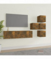 6 Piece TV Cabinet Set Smoked Oak Engineered Wood