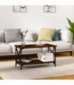 Coffee Table Smoked Oak 80x45x45 cm Engineered Wood and Iron