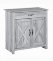 Farmhouse Barn Door Sideboard Buffet Storage Cabinet Coffee Bar Grey Grain