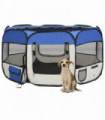 Foldable Dog Playpen with Carrying Bag Blue 125x125x61 cm