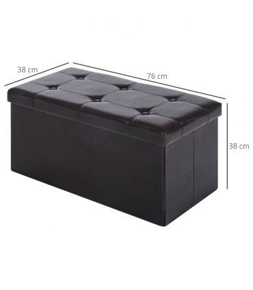 Folding Faux Leather Storage Cube Ottoman Bench Seat Brown