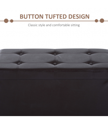 Folding Faux Leather Storage Cube Ottoman Bench Seat Brown