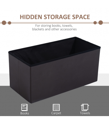Folding Faux Leather Storage Cube Ottoman Bench Seat Brown