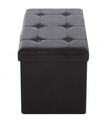 Folding Faux Leather Storage Cube Ottoman Bench Seat Brown