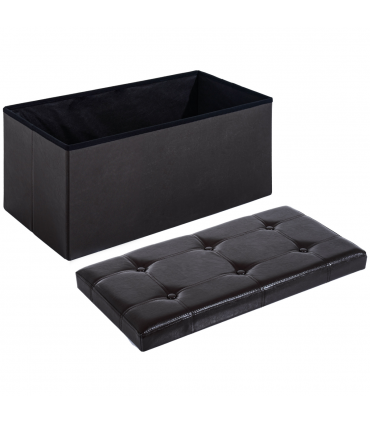 Folding Faux Leather Storage Cube Ottoman Bench Seat Brown