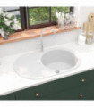 vidaXL Granite Kitchen Sink Single Basin Oval White