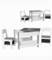 HOMCOM 3PCs Kids Table and Chair Set for Nursery, Playroom, Classroom, Grey
