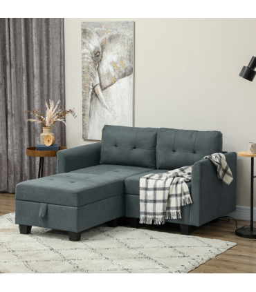 HOMCOM Modular Sectional Sofa with Storage, 2 Seater Sofa Set, Dark Grey