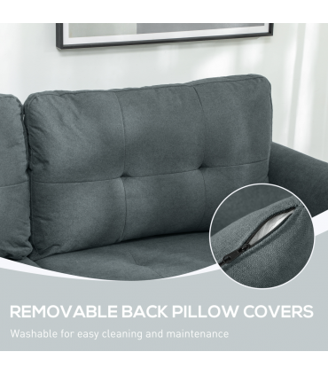 HOMCOM Modular Sectional Sofa with Storage, 2 Seater Sofa Set, Dark Grey