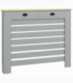 HOMCOM Radiator Cover with Drawer, Horizontal Slat, 111cm, Grey