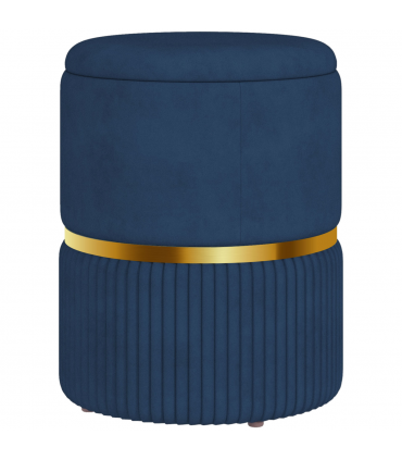 HOMCOM Round Pouffe, Storage Footstool with Cushioned Top, Hidden Space