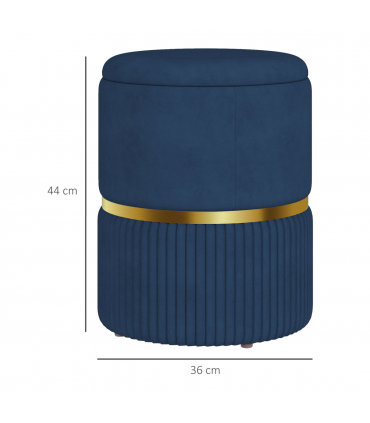 HOMCOM Round Pouffe, Storage Footstool with Cushioned Top, Hidden Space