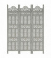 vidaXL Hand carved 3-Panel Room Divider Grey 120x165 cm Solid Mango Wood