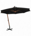 Hanging Parasol with Pole Black 3.5x2.9 m Solid Fir Wood
