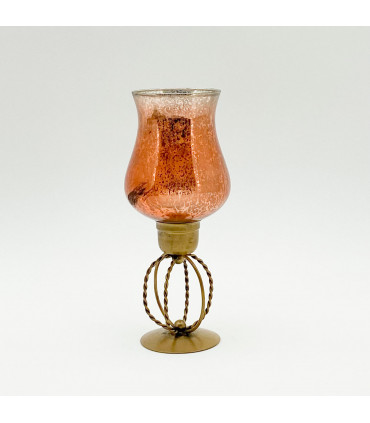 Candle Holder 10" Gold Hand Finished Tea Light Home Decor Style Touch Elegant