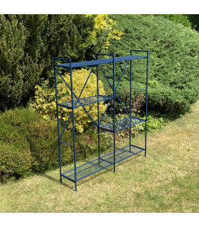 Shelf Unit Blue Painted Metal 141CM Easy to Assemble Plant Stand Durable