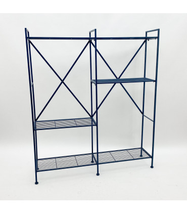 Shelf Unit Blue Painted Metal 141CM Easy to Assemble Plant Stand Durable
