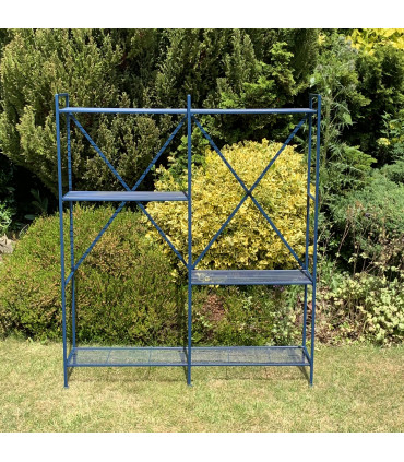 Shelf Unit Blue Painted Metal 141CM Easy to Assemble Plant Stand Durable