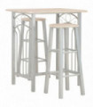 3 Piece Bar Set Wood and Steel