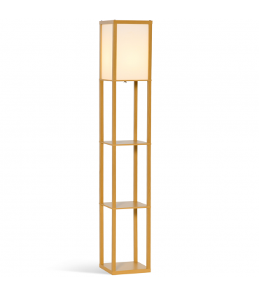 Floor Lamp 4-Tier Natural Beech wood 26cm x 26cm x 160cm Storage Shelf