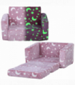 AIYAPLAY 2 in 1 Kids Folding Bed with Glow in The Dark Cosmic Design, Pink