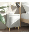 vidaXL Bed Cabinet with Solid Wood Legs Concrete Grey 40x30x50 cm