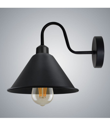 Wall Light Black Vintage Metal 18cm x 10cm E27 Base Swan Neck Cone Shape Shade