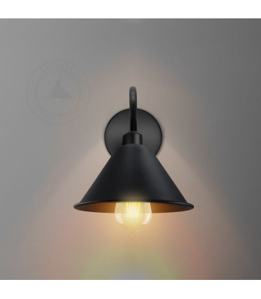Wall Light Black Vintage Metal 18cm x 10cm E27 Base Swan Neck Cone Shape Shade