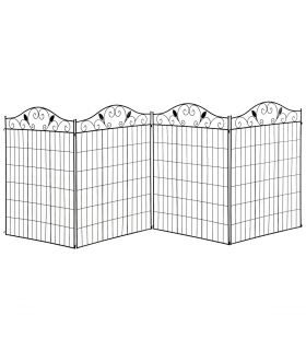 Garden Decorative Fence 4 Panels 44in x 12ft Steel Wire Border Edging Outsunny