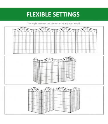 Garden Decorative Fence 4 Panels 44in x 12ft Steel Wire Border Edging Outsunny